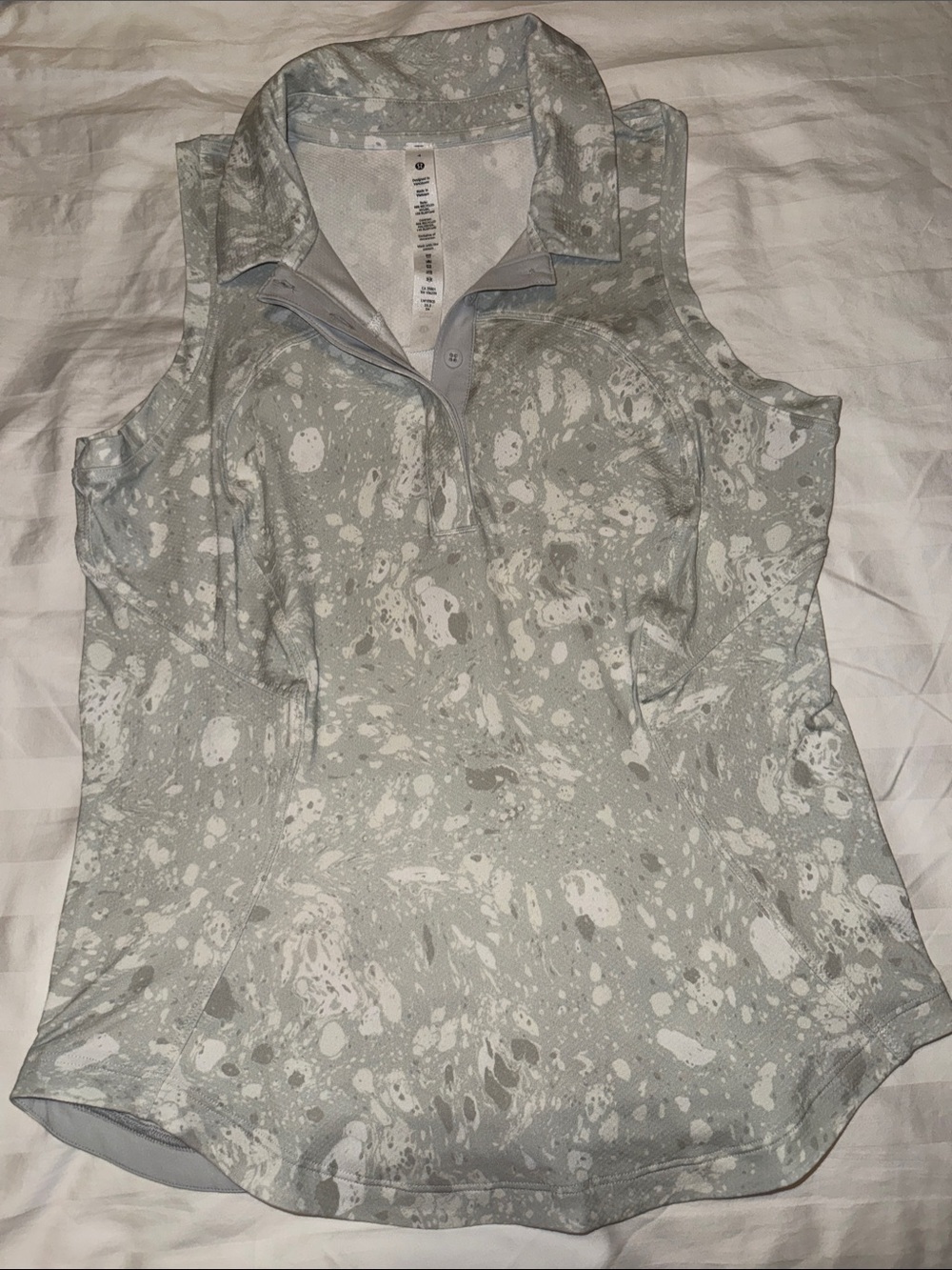 lululemon athletica Light Gray Marbled Sleeveless Polo Tank